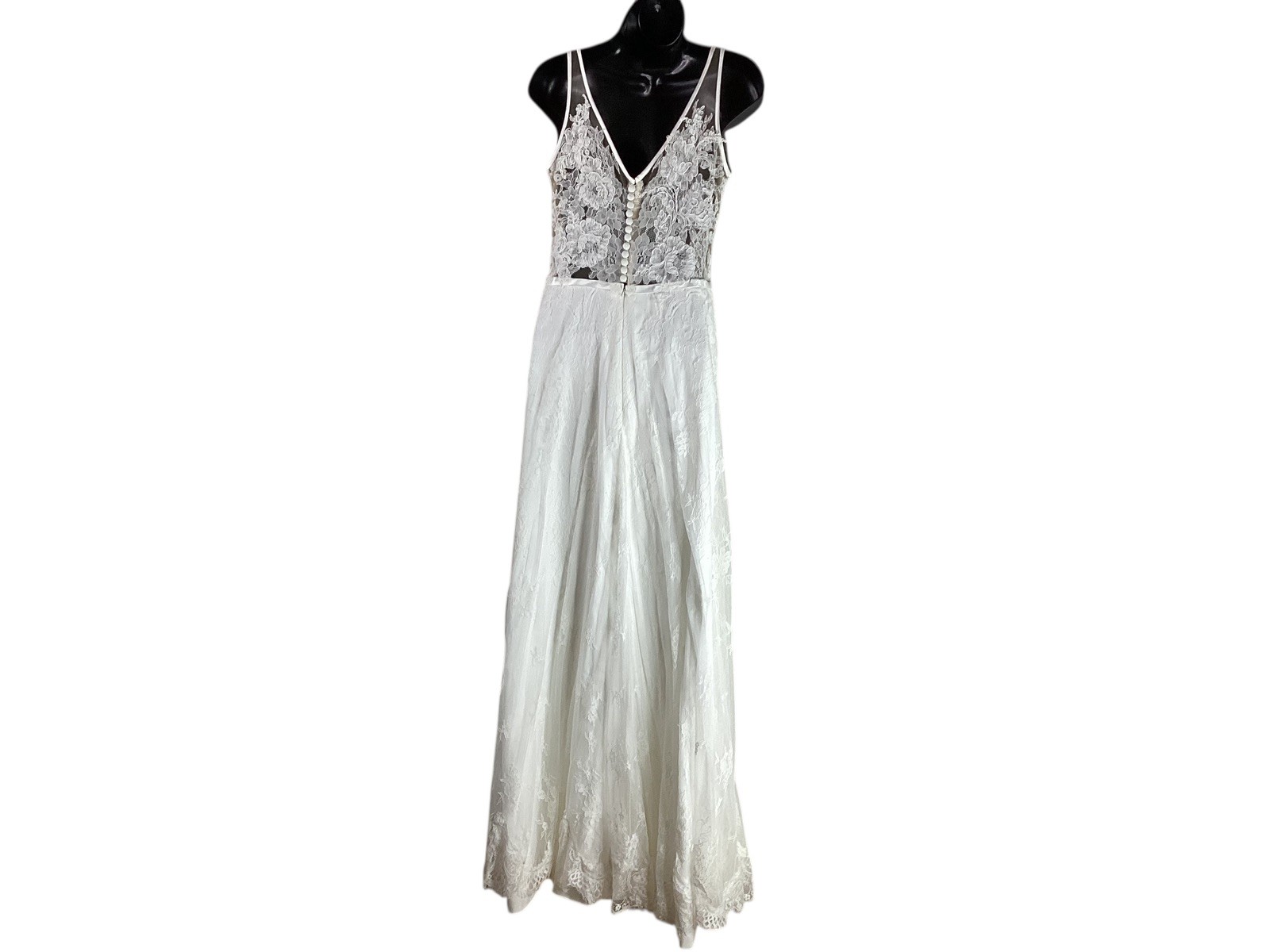 Vtg Eugenia Wedding Gown Off White Lace Simple Elegant Button Back Padded