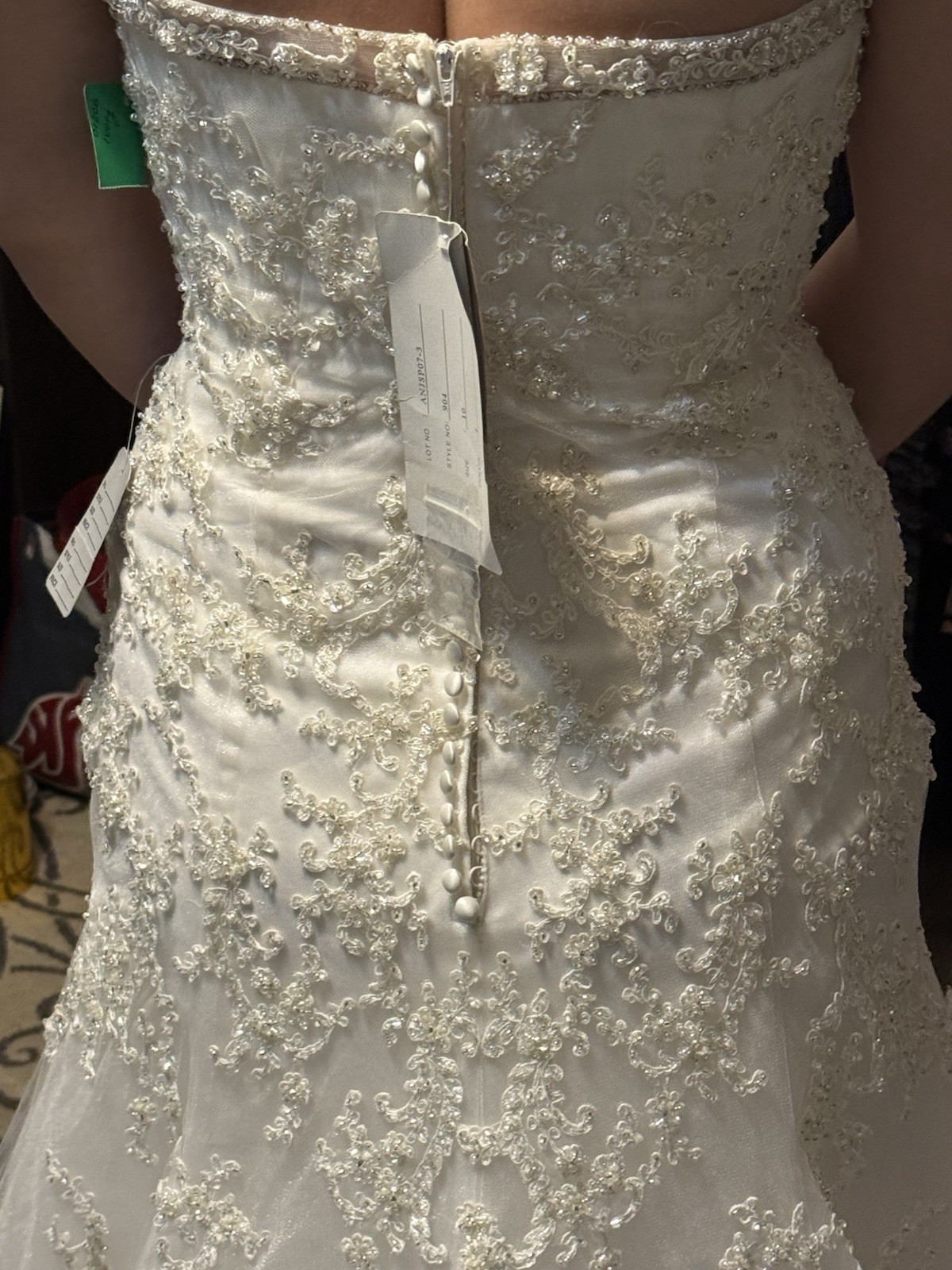 Anjolique Ivory Sweetheart Sleeveless Mermaid Wedding Dress Size 10 Train