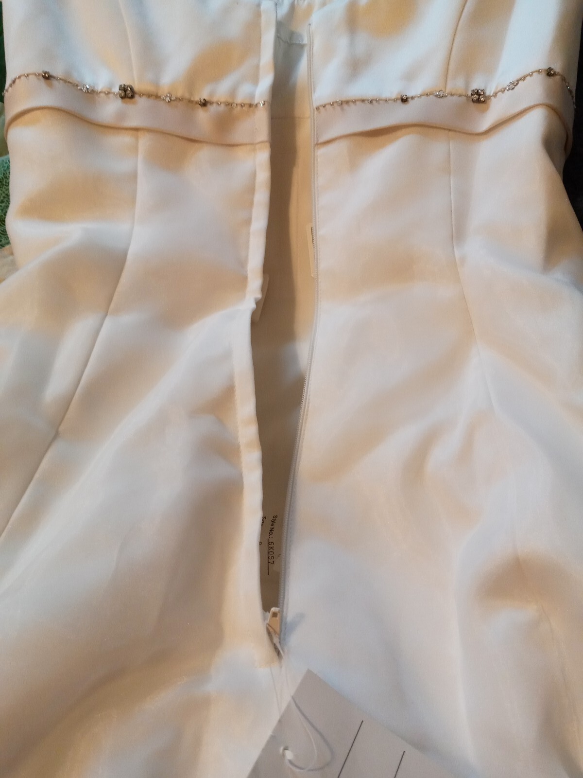 Elegant Wedding Dress,Beige & Ivory, Matte Satin W Tull W Train.Bow tie. Size 8.