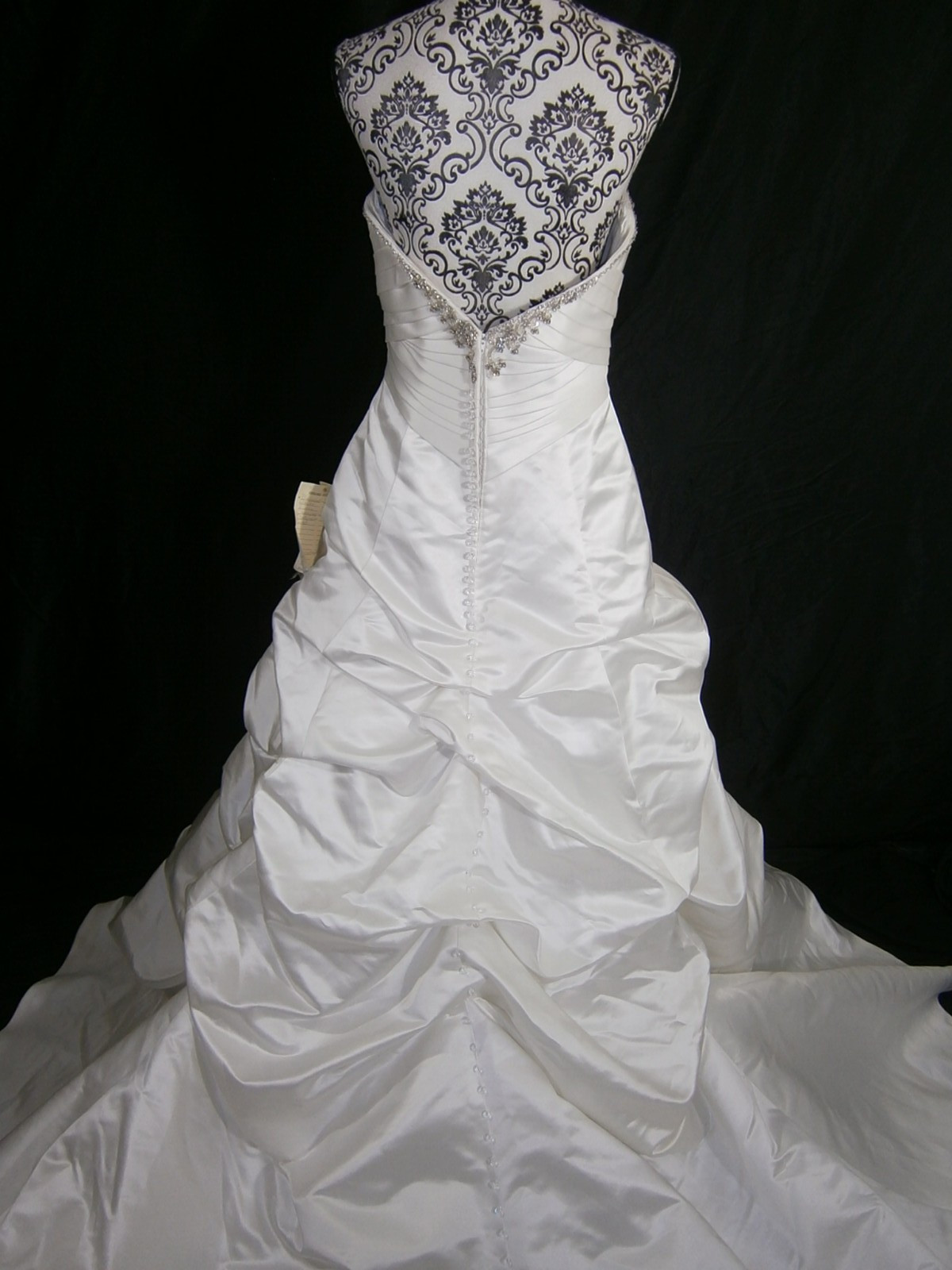 Casablanca Wedding Dress Ball Gown 12 Off-White Draped Ruffles Bling Ruched