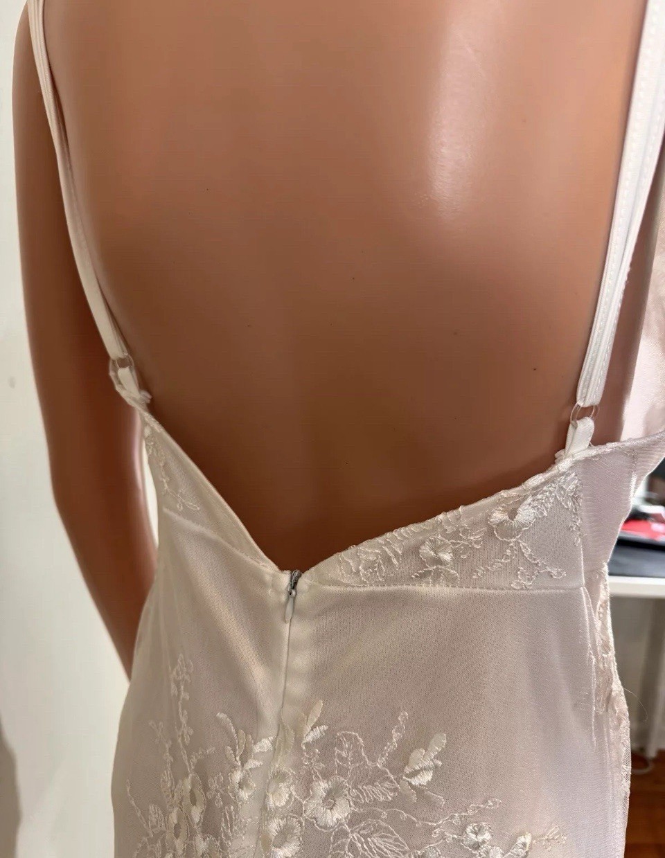 White Maxi Wedding Dress With Beautiful Appliqué And Under Slip