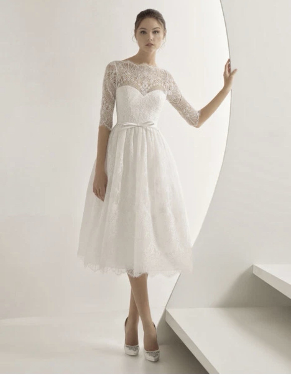 Rosa Clara Amalia Tea Length Lace Dainty Wedding Dress Size 10 NWOT