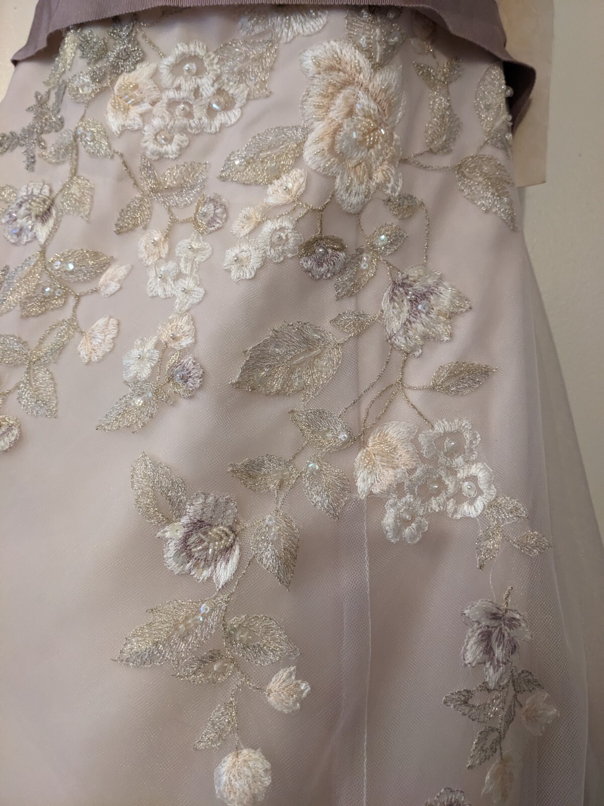 Melissa Sweet Mauve Floral Embroidered Tulle Wedding Dress NEW Tags Sweetheart