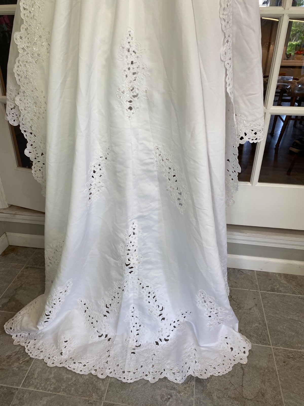 Wedding Dress Sweetheart Gowns Sz o6 White Beaded Sequins Detachable Train BOW!