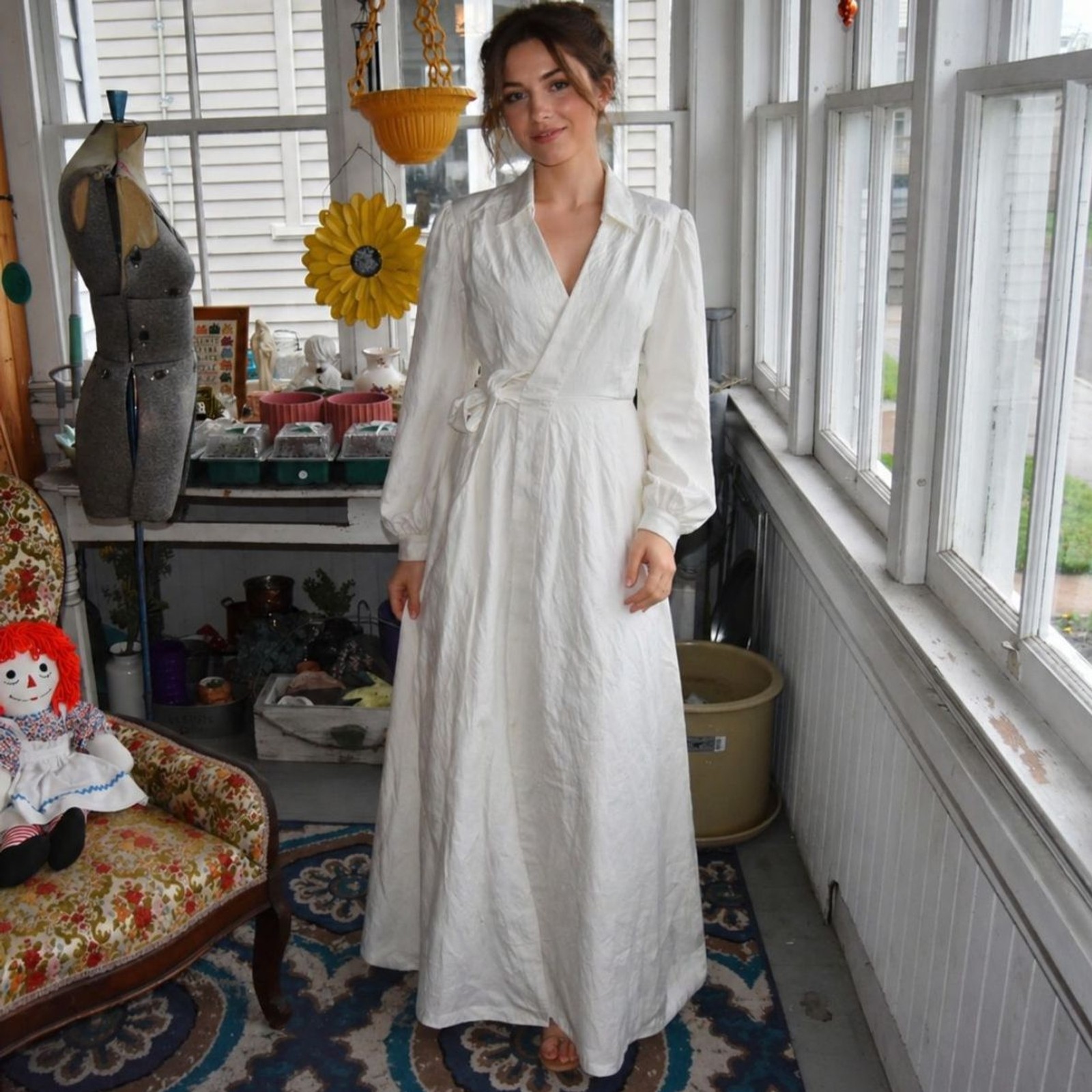 Designer Madeleine Simon White Rayon Blend Wrap Maxi Dress NWT Small Bridal Boho