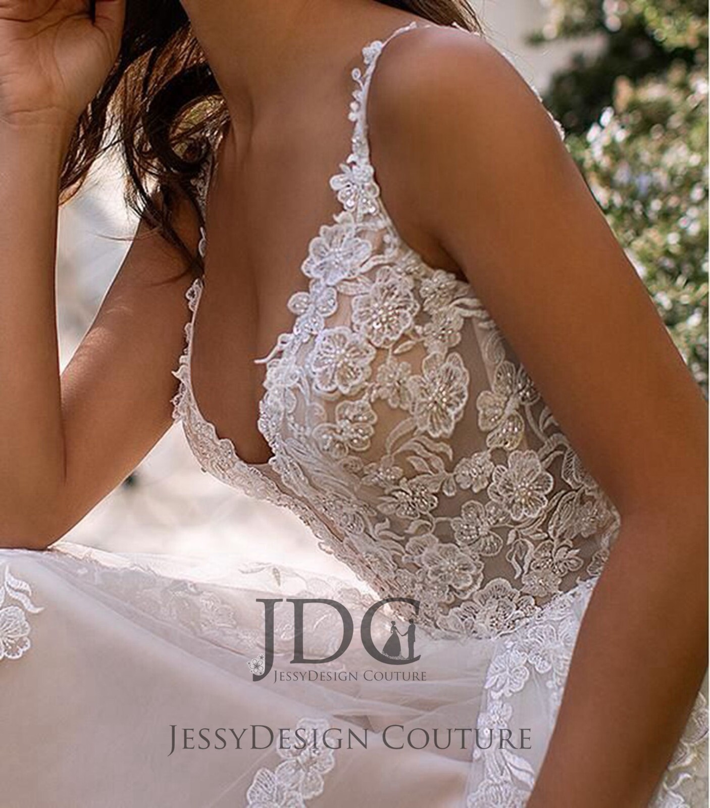 2025 Timeless Beaded Ivory Blush Lace Wedding Dress Bridal Gown 2-28W Volants