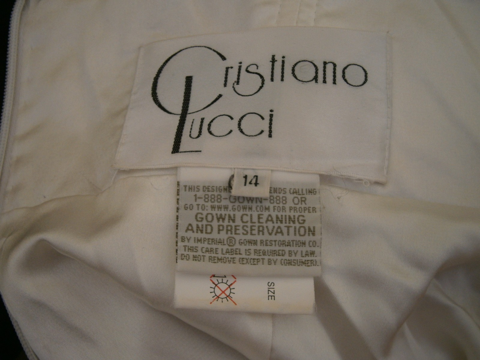 Cristiano Lucci Wedding Dress 12-14 Ivory/Nude Tulle Layers Crystal Straps Bling