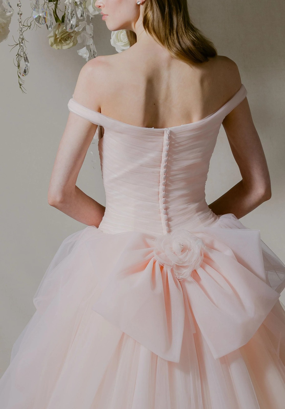 Princess pink ivory tulle wedding dress wedding dress 32-60 off straps n.measurement