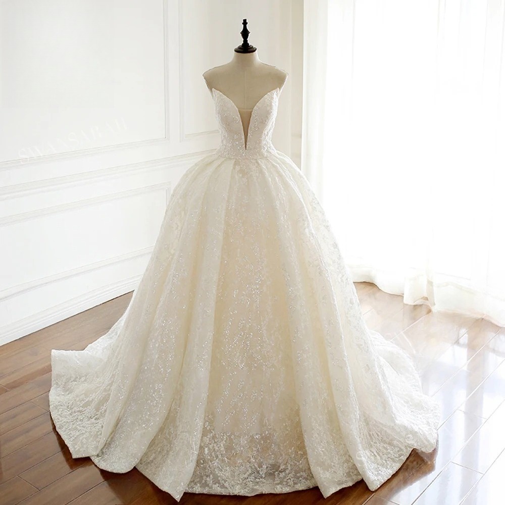 Luxury Sweetheart WeddingDress Beaded Ball Gown Bridal Princess Vestido De Novia