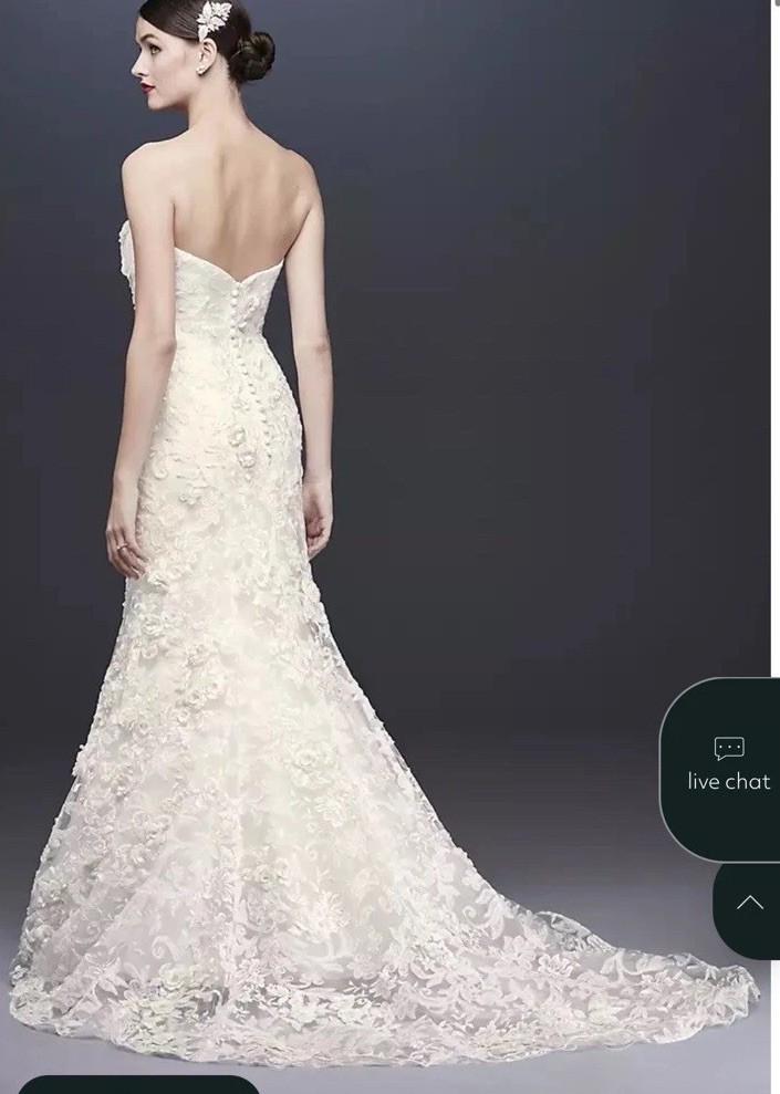 Oleg Cassini Subtle Pink 3D Floral Wedding Dress Size 2
