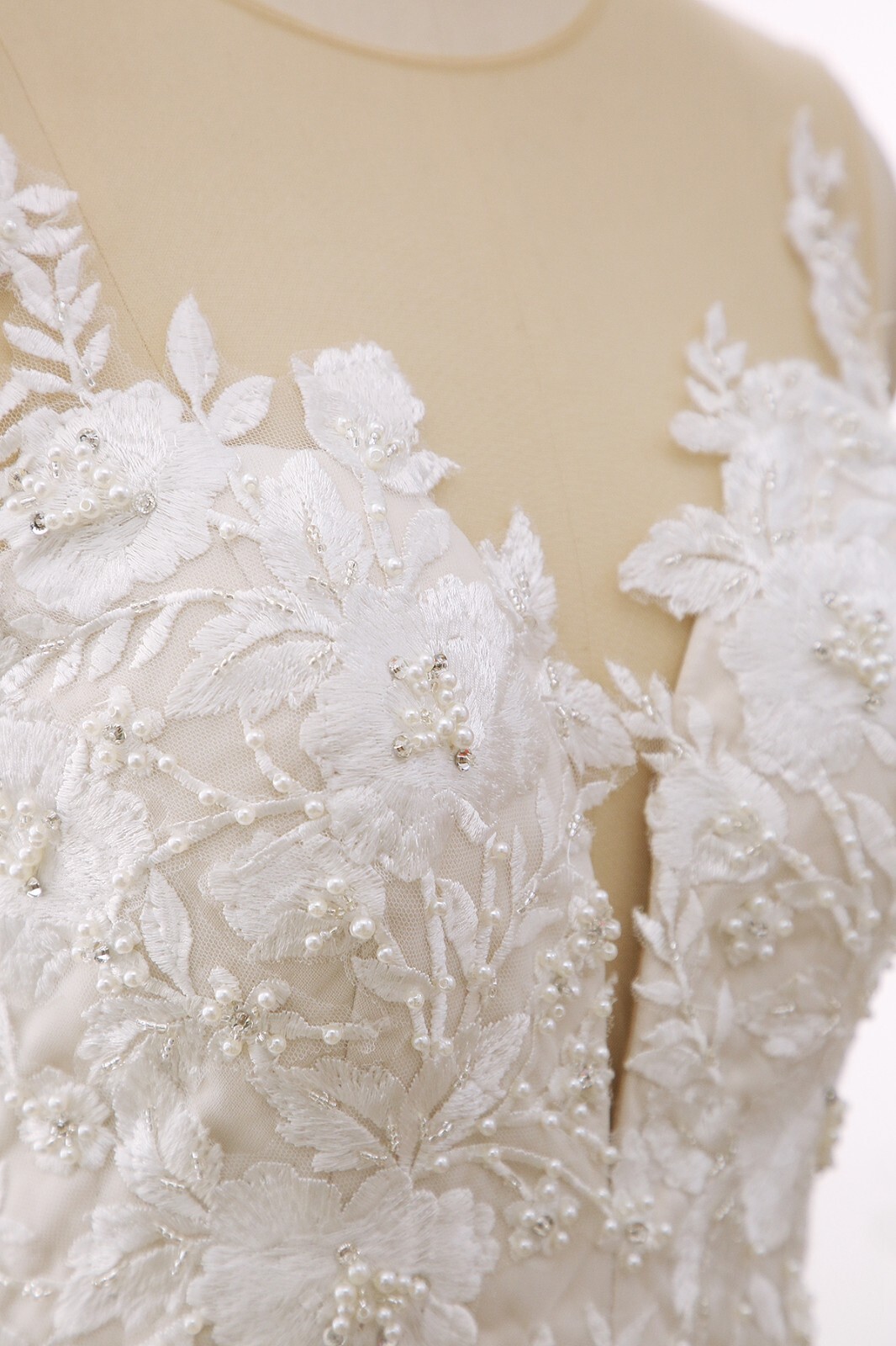 Luxurious Beaded Floral Lace Wedding Dress Bridal Gown 2-28W Custom made Pearls