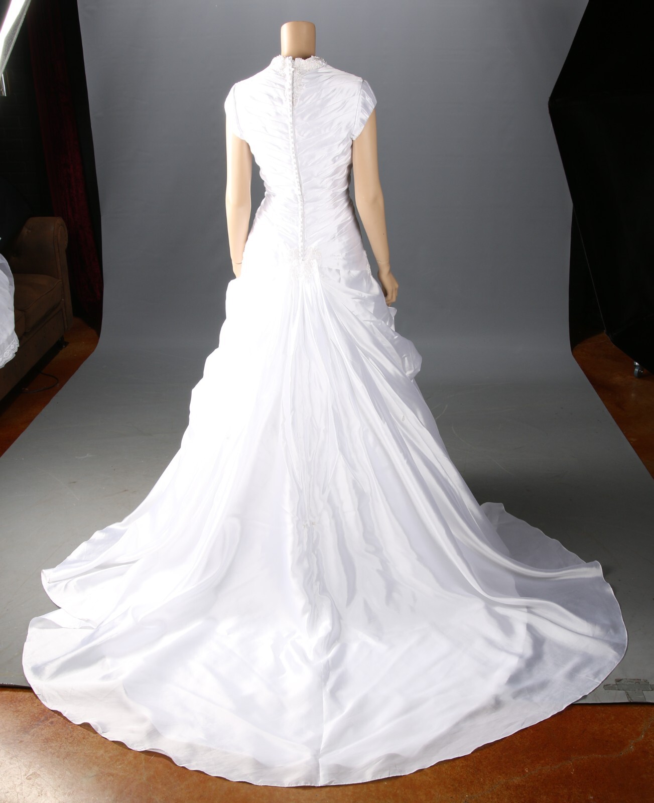 Unbranded Beaded Cap Sleeve Queen Ann Modest White Wedding Dress sz 10