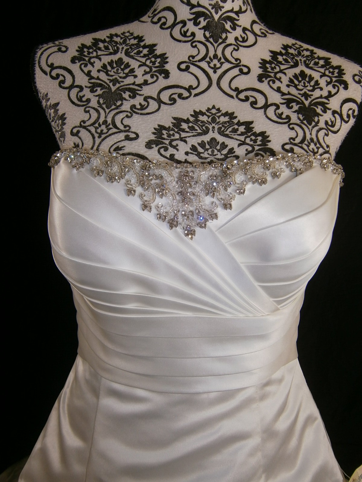 Casablanca Wedding Dress Ball Gown 12 Off-White Draped Ruffles Bling Ruched