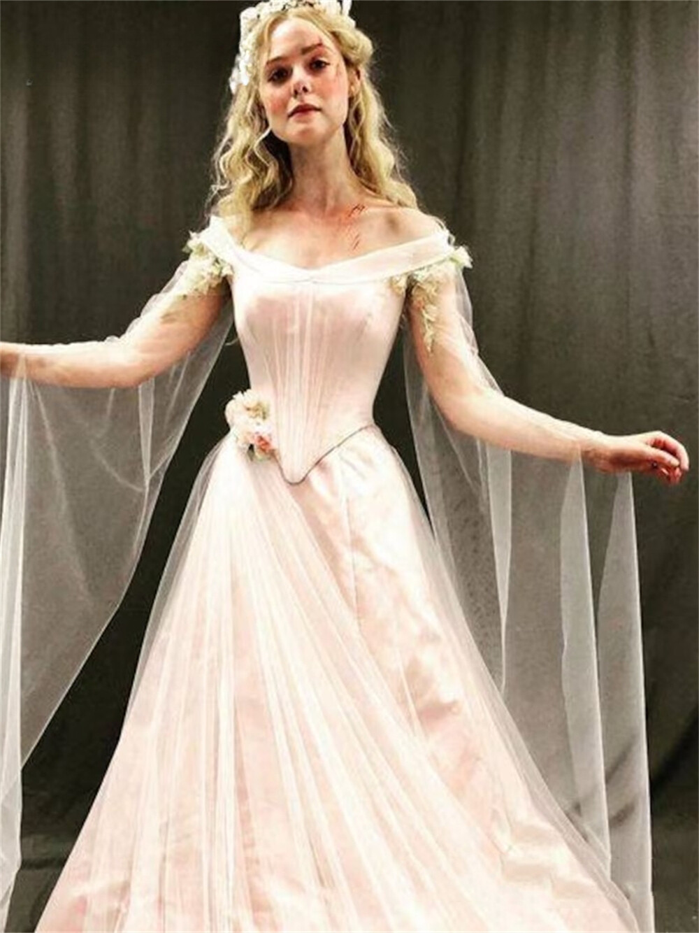 Vintage Flowers Tulle Wedding Dresses Corset A Line Bride Classic Bridal Gown