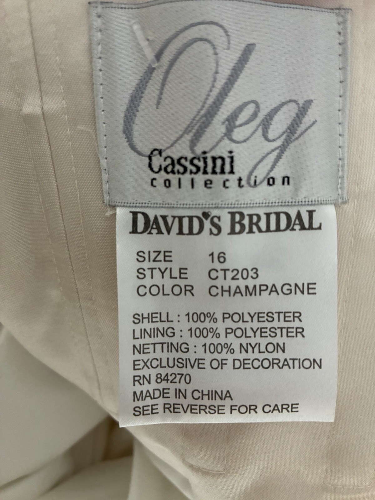 David’s Bridal Oleg Cassini CT203 Champagne Strapless Beaded Wedding Gown 16