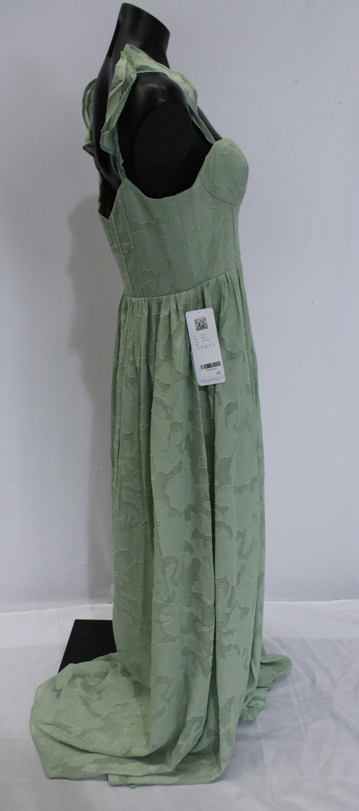 Azazie Women’s Denisse A-Line Ruched Floral Burnout Dress AP2 Dusty Sage Size:A8