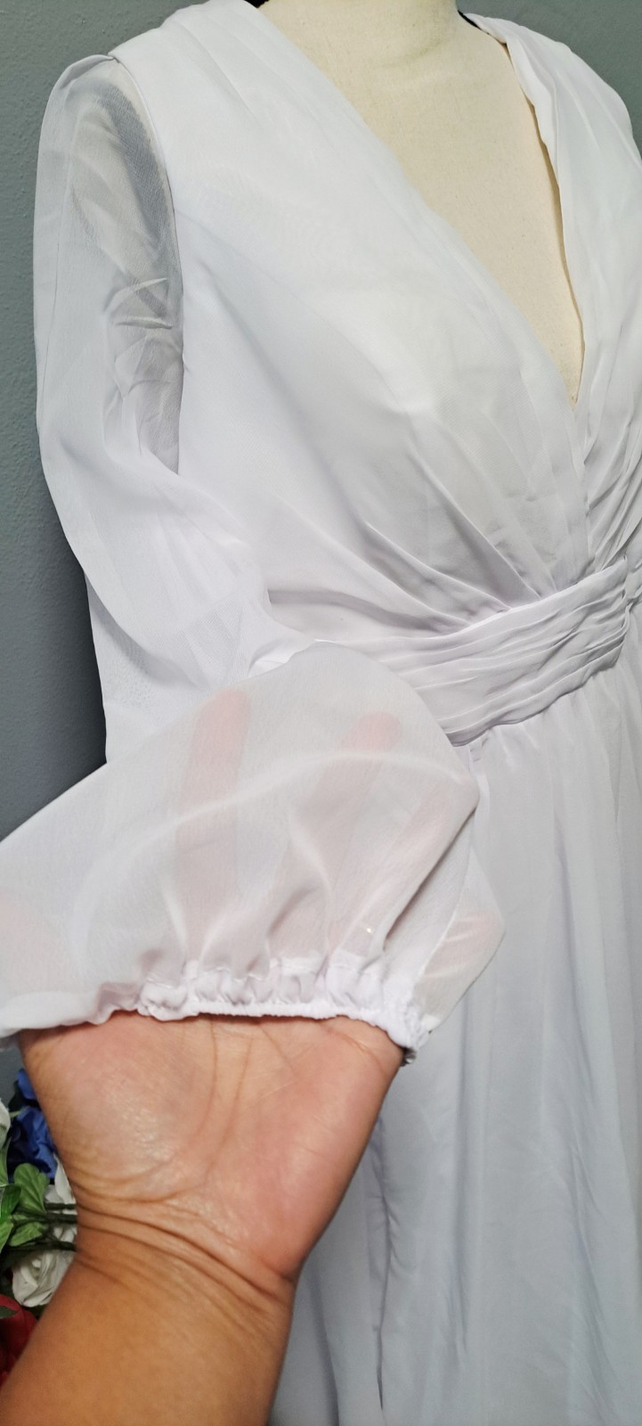 Elegant Wedding Dress Long Chiffon Lined Womens Plus Size 18W Tie Zip White Gown
