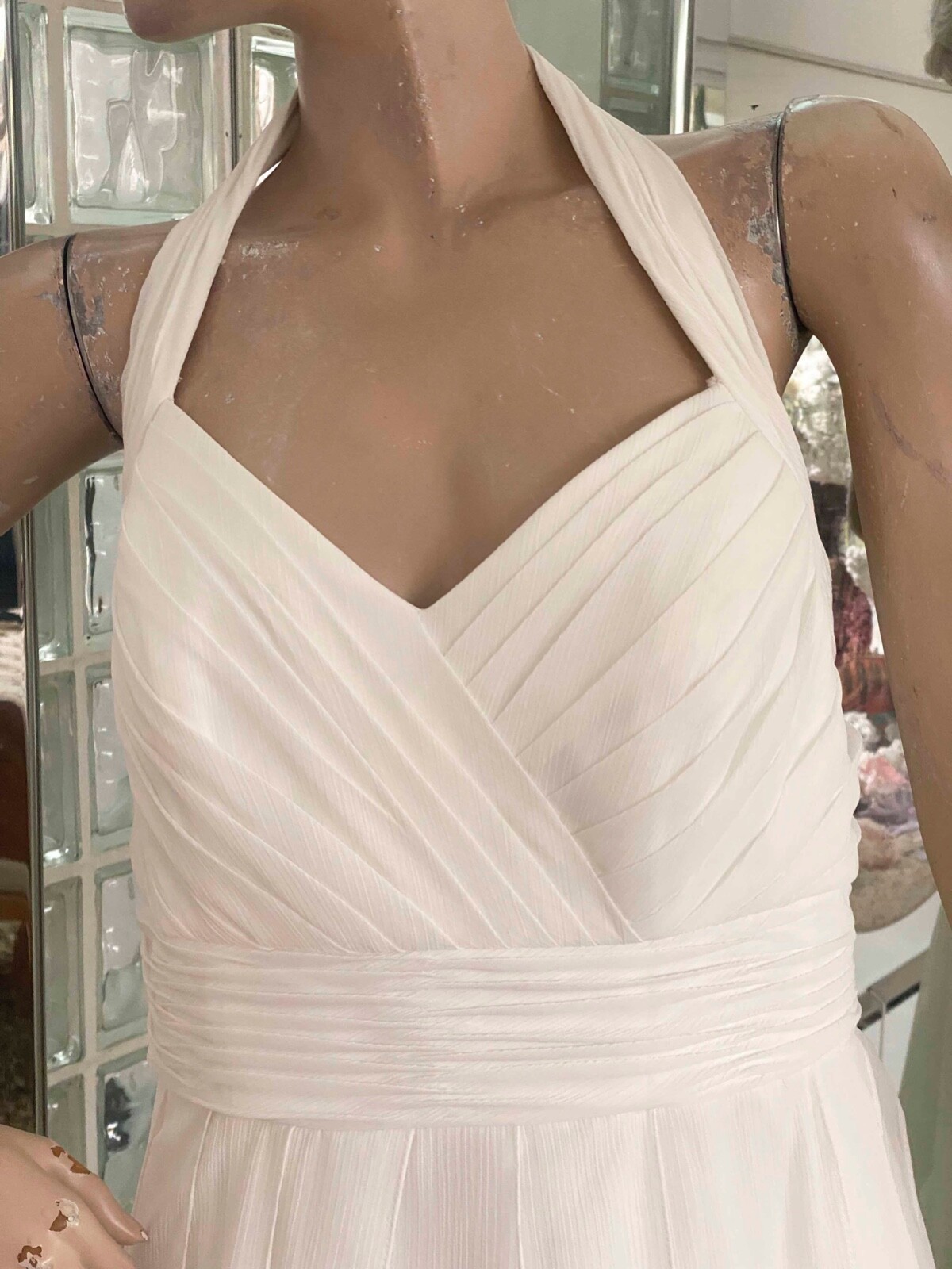 Galina Tiered Ruffles Halter Ivory White Maxi Gown Dress Size 16W