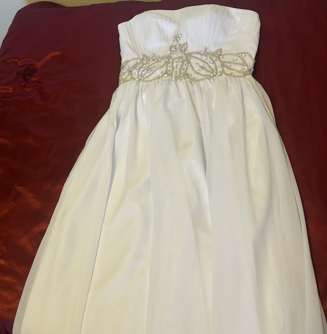 Wedding dress white size 36 S A-line strapless beading New