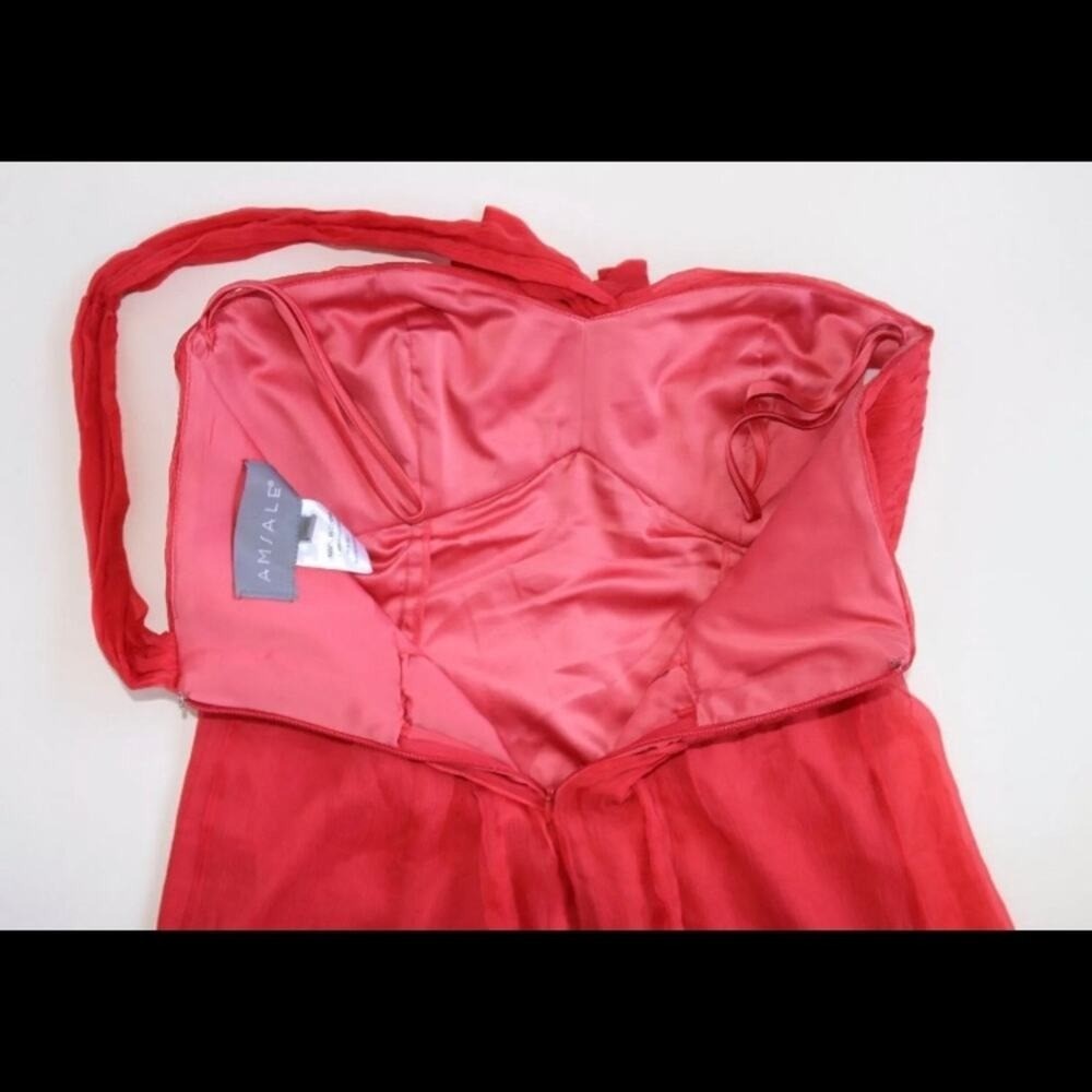 Amsale 8 Salmon Silk One-Shoulder Special Occasion Dress