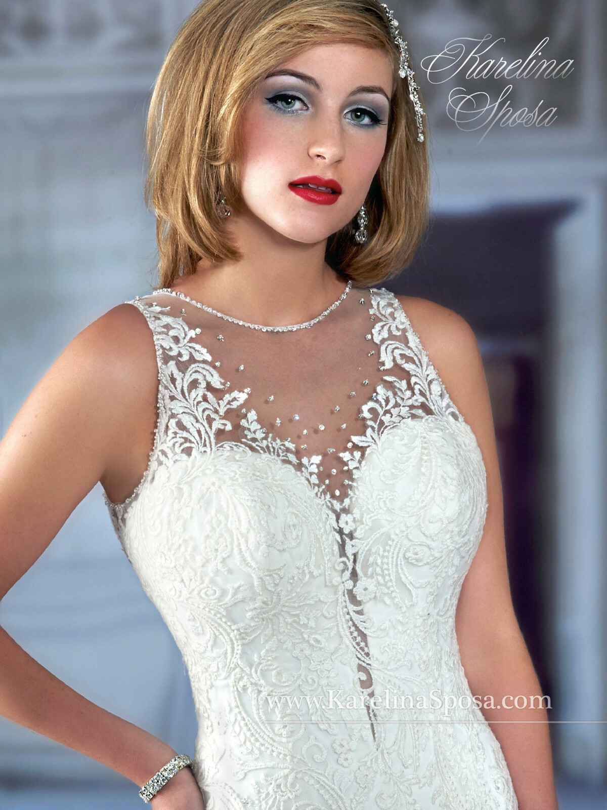 Mary’s Bridal Wedding Dress C7972 Mermaid Sheer Illusion Neckline Ivory 12 Sexy