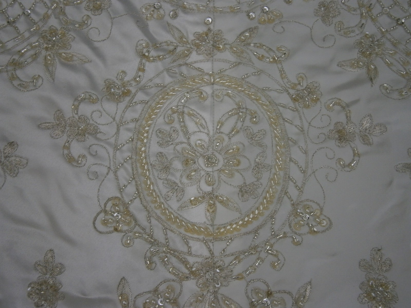 Casablanca 2141 Wedding Dress 12 White Fit & Flare Satin Beaded Illusion Elegant