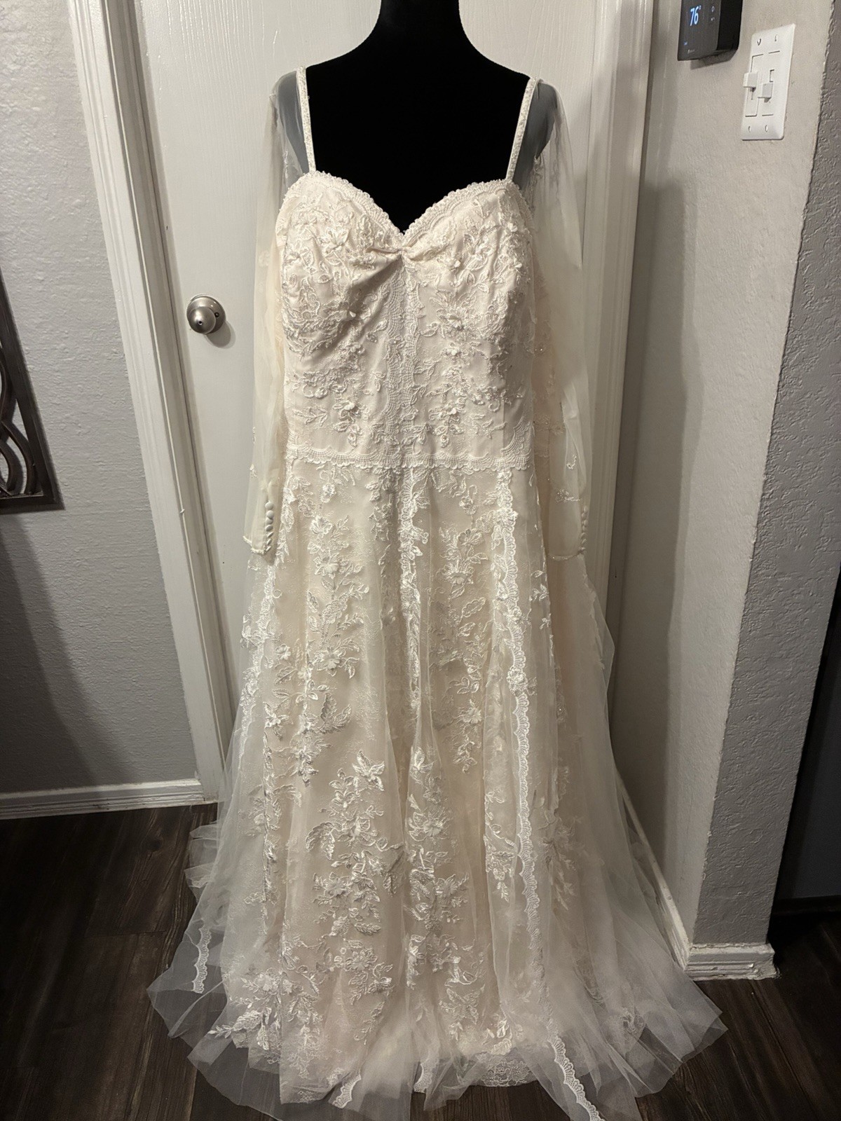 Melissa Sweet Plus Size Petite Bridal Dress 26W MS251177 Champagne Ivory Lace