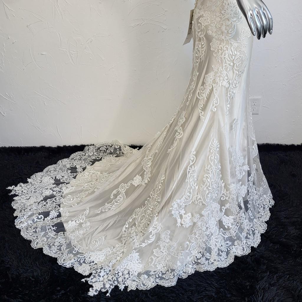NWT~$2100~LO’ADORO~2/4~IVORY OFF WHITE RHINESTONE DETACHABLE TRAIN WEDDING DRESS