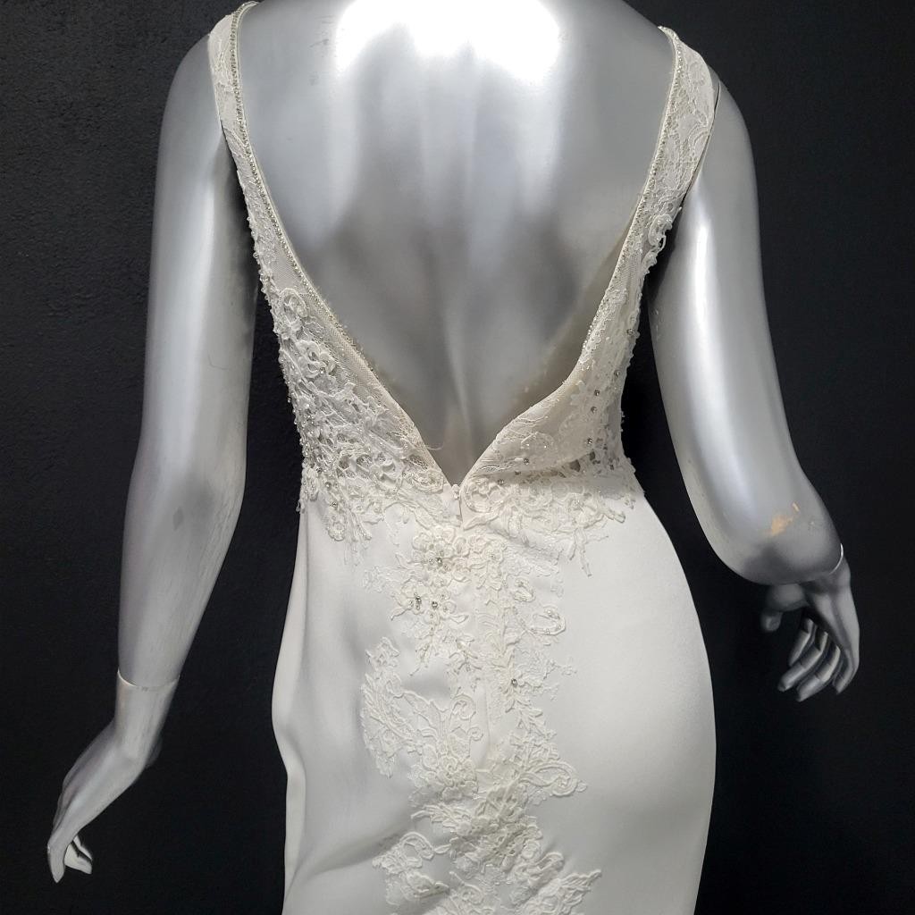 NWT~$1595~JOVANI~SZ 4~IVORY OFF WHITE LACE RHINESTONE EMBELLISHED WEDDING DRESS