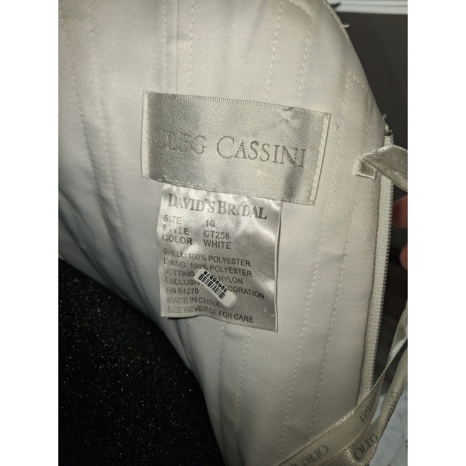Oleg Cassini White Strapless Gold And Silver Beaded Ball Gown Womens Size 10