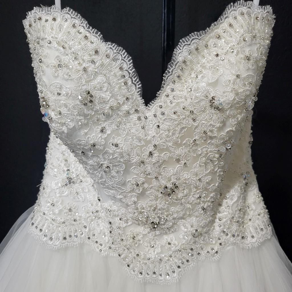 NWT~$2250~MORILEE~6/8~IVORY EMBELLISHED STRAPLESS FIT & FLARE WEDDING DRESS