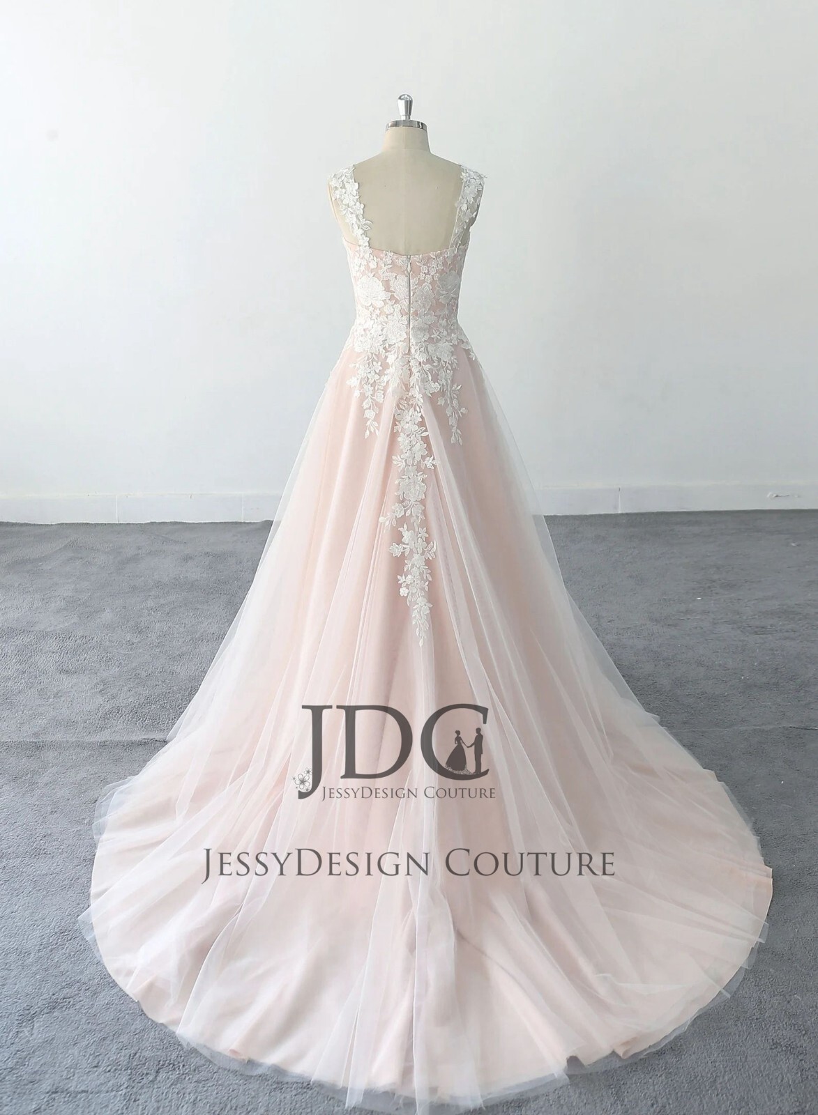 Classic Blush Bridal Gown Lace Wedding Dress Custom made 2-28 Plus Size Straps