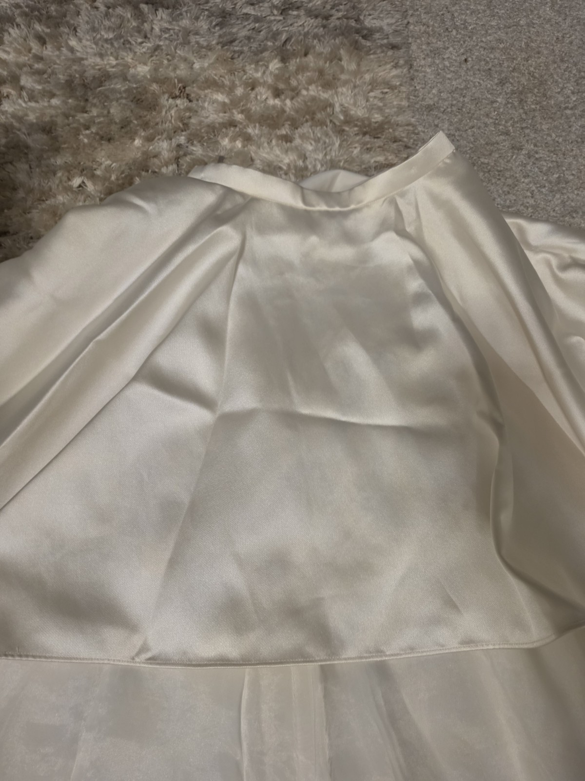 Wtoo by Watters Bridal Ivory Satin High Low Wedding Skirt Back Zip Train Size 10