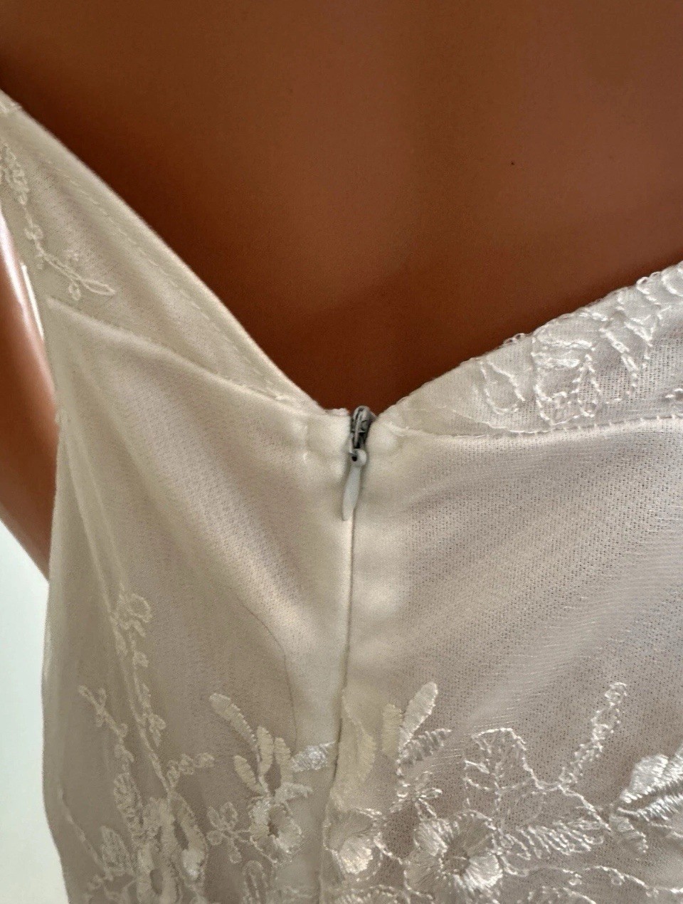 White Maxi Wedding Dress With Beautiful Appliqué And Under Slip