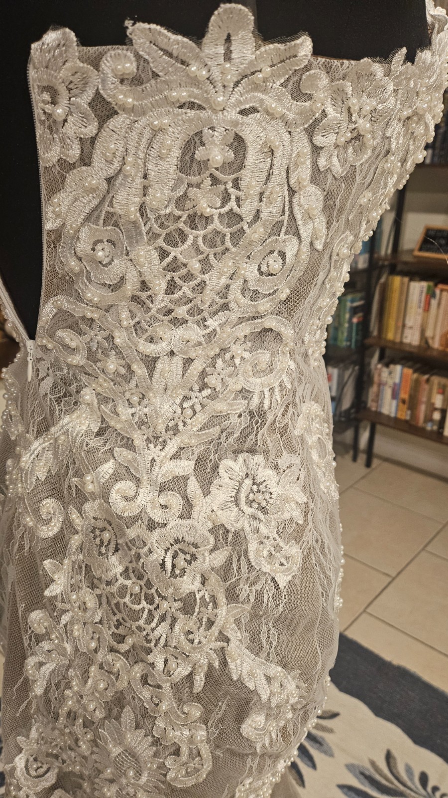 Elegant Beaded Lace Mermaid Gown – Ivory/Nude – Handcrafted Detailing