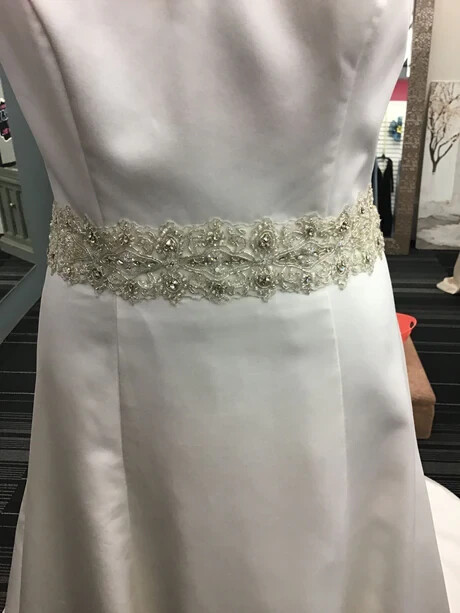 Casablanca Bridal White Satin Beaded Wedding Dress Gown Size 14 $855