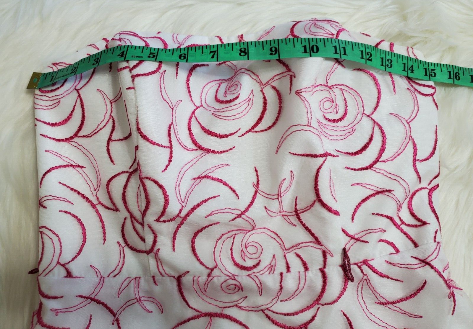 David’s Bridal Women Size 4 Magenta Pink White Tea Length Dress Wedding MMM-23
