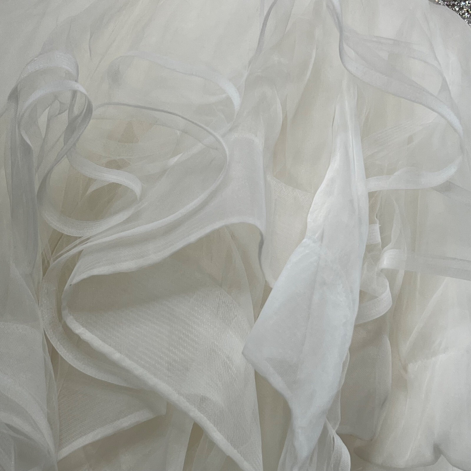 Morilee Madeline Gardner Beaded Strapless Lace Ruffled Wedding Ballgown US 10