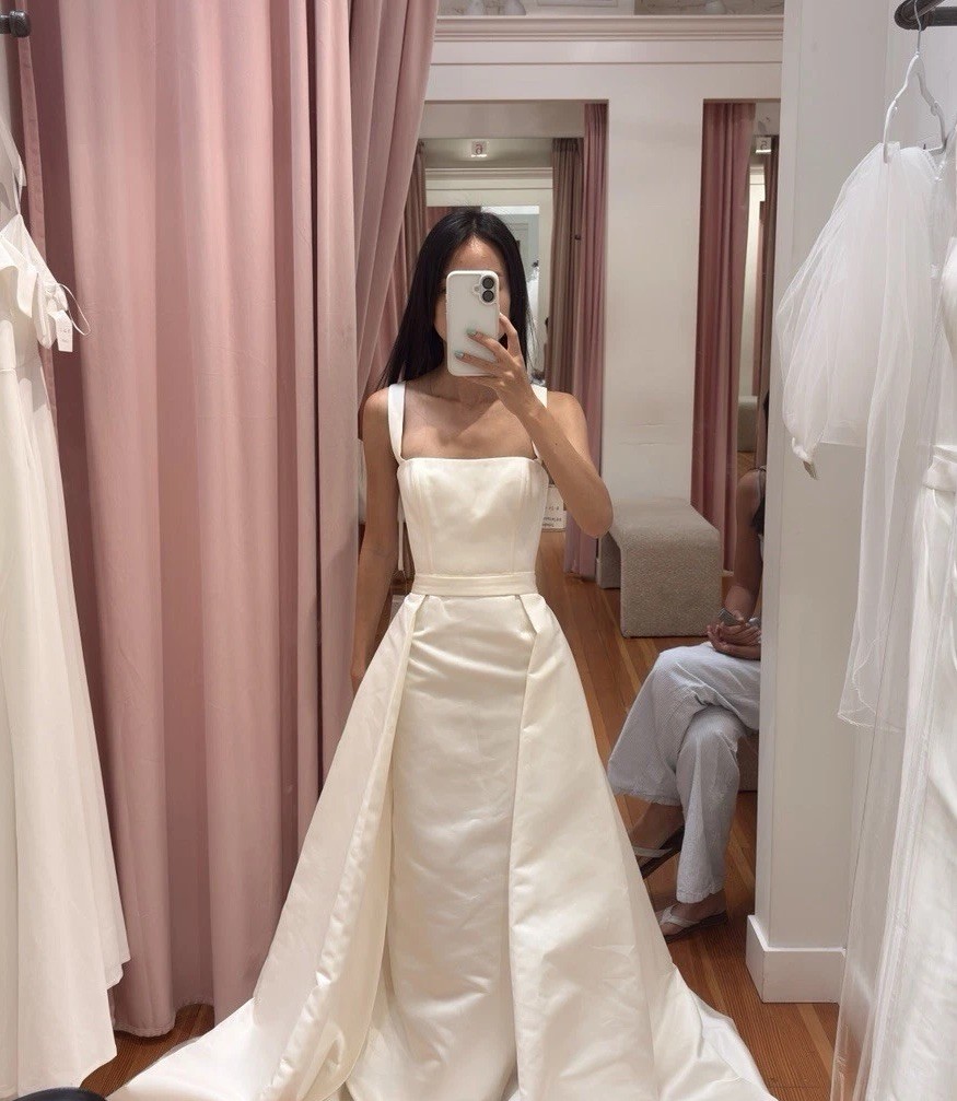 Nouvelle Amsale x BHLDN Ivory Square Neck Wedding Dress (Size 2; NWT Unaltered)