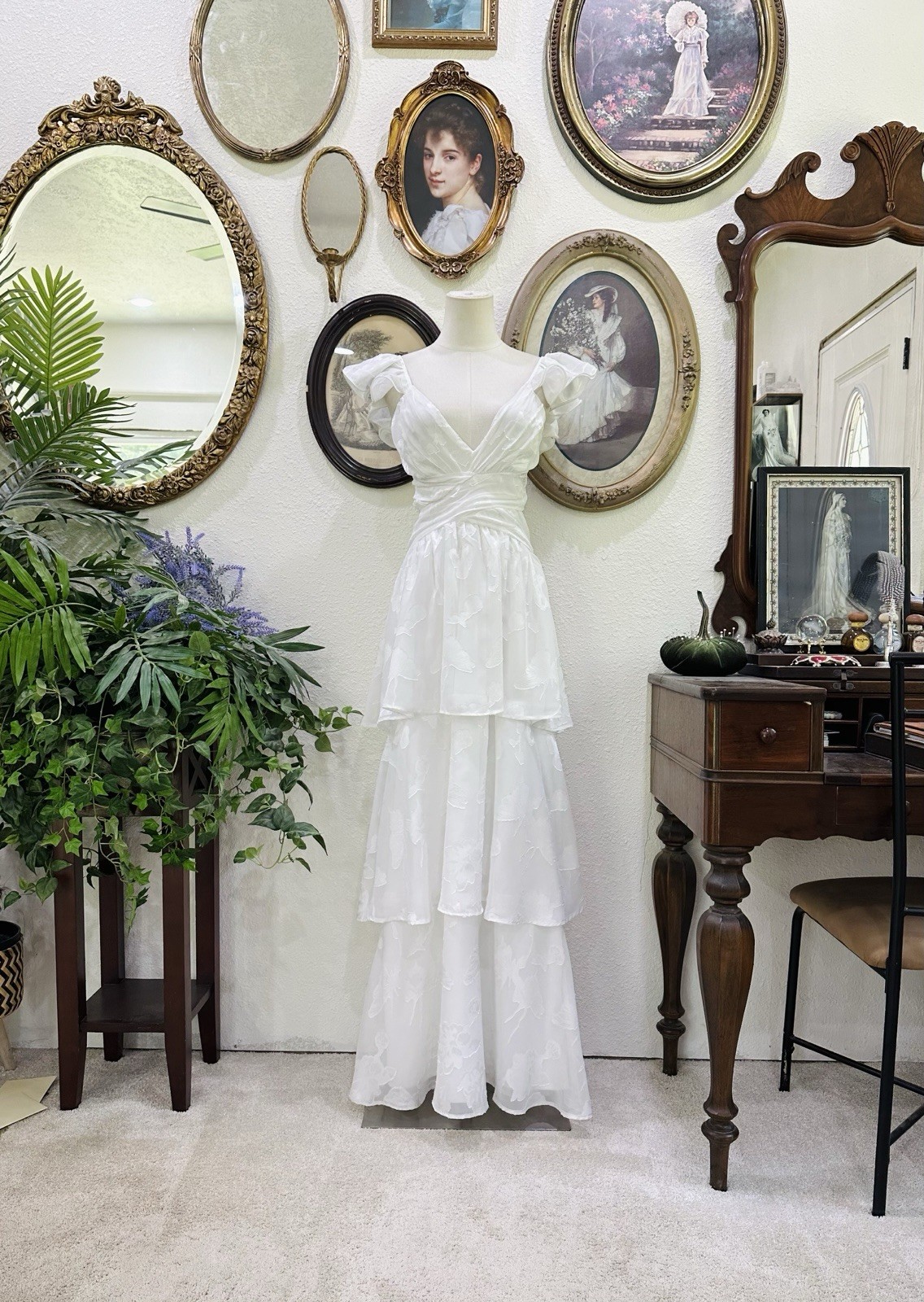 Romantic White Ruffle Dress | Cottagecore Bridal Dress | Beach Wedding
