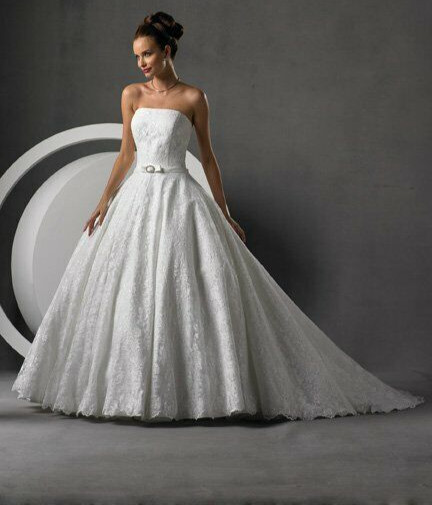 White Lace Ballgown Bridal Wedding Gown Dress Train 6 Forever Yours 45226
