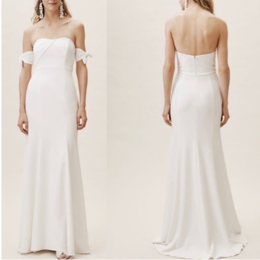 Watters & Watters Ivory Off-the-Shoulder Bow Sleeve Wedding Gown Dress NEW 18W