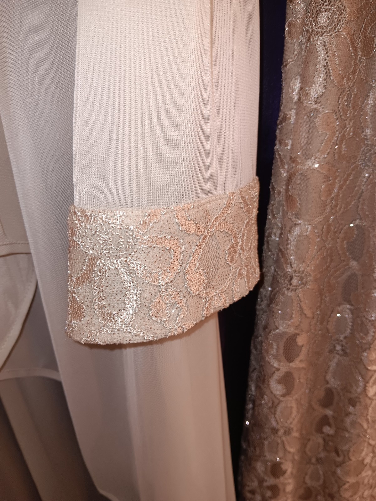 Mother-in-law’s Wedding Dress Champagne Beaded Collar Jacket 12p Sparkly