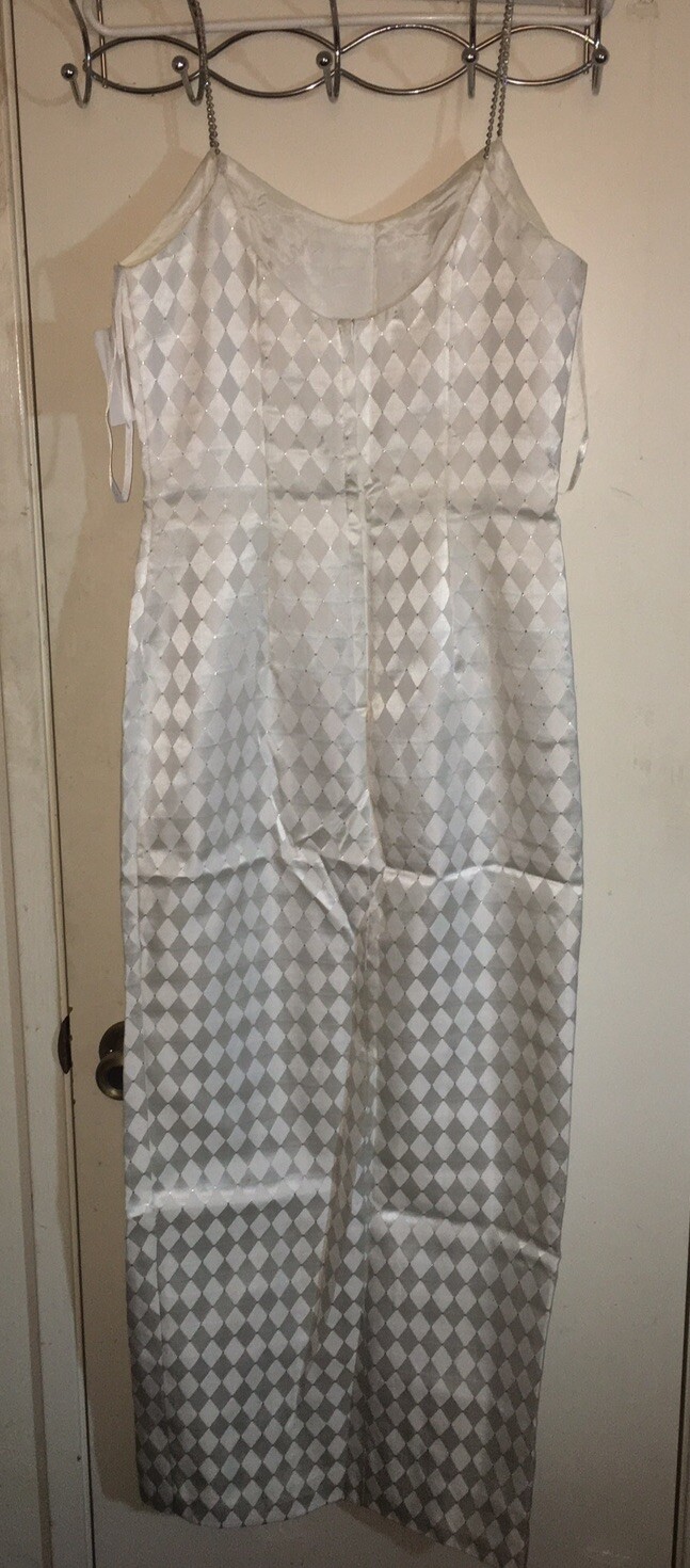 NWT Jessica McClintock Gunne Sax Vintage White Jacquard Satin ￼Dress Size 7