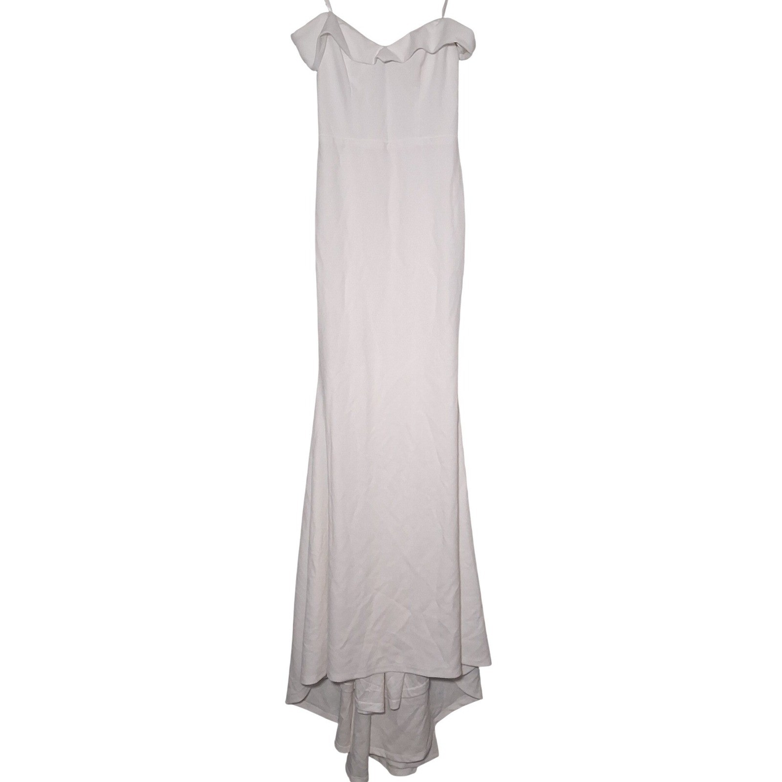 NWT Lulus Arienne White Off-the-Shoulder Mermaid Maxi Wedding Dress XS Elegant