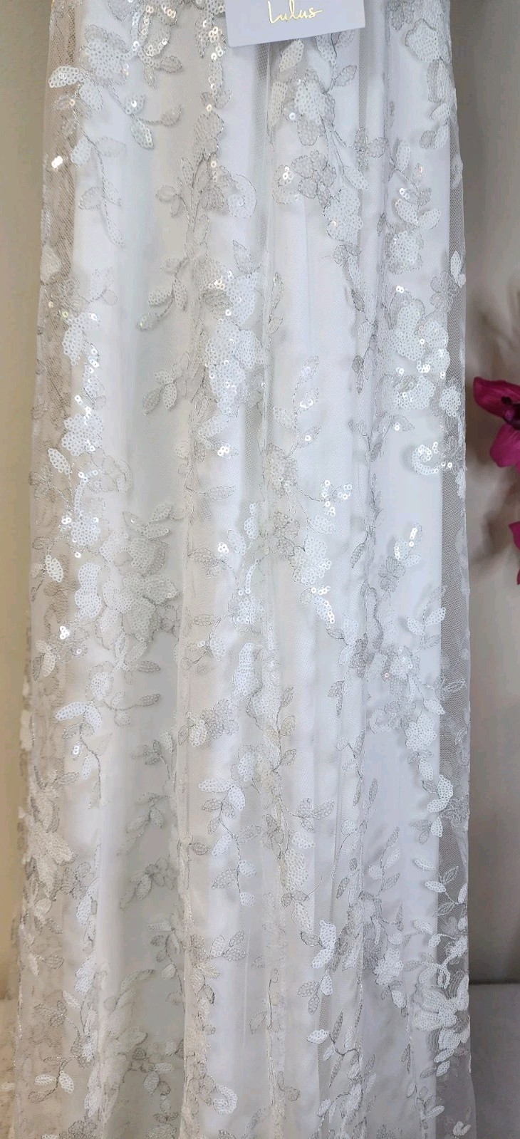 Lulus Magically Charming White Sequin Embroidered Lace-up Maxi Wedding Dress