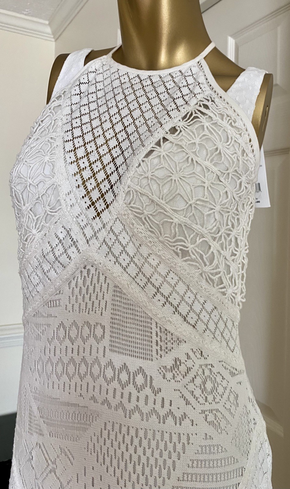 NWT French Connection Rene Lace Boho Beach Bridal Wedding Dress Crochet Size 2