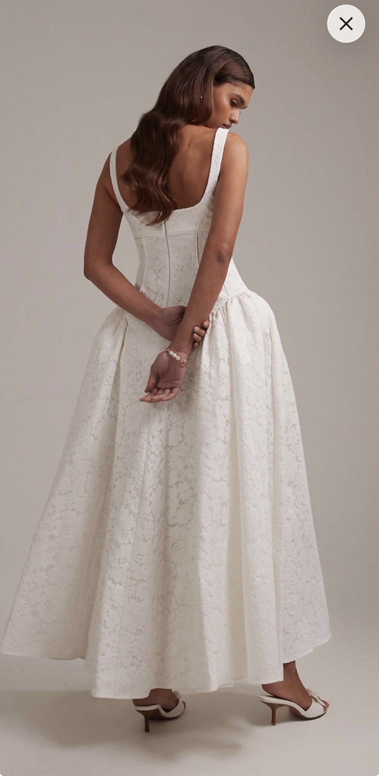 ASOS Ivory Lace Wedding Dress 10 Regular Sleeveless Square Neck A-Line Long