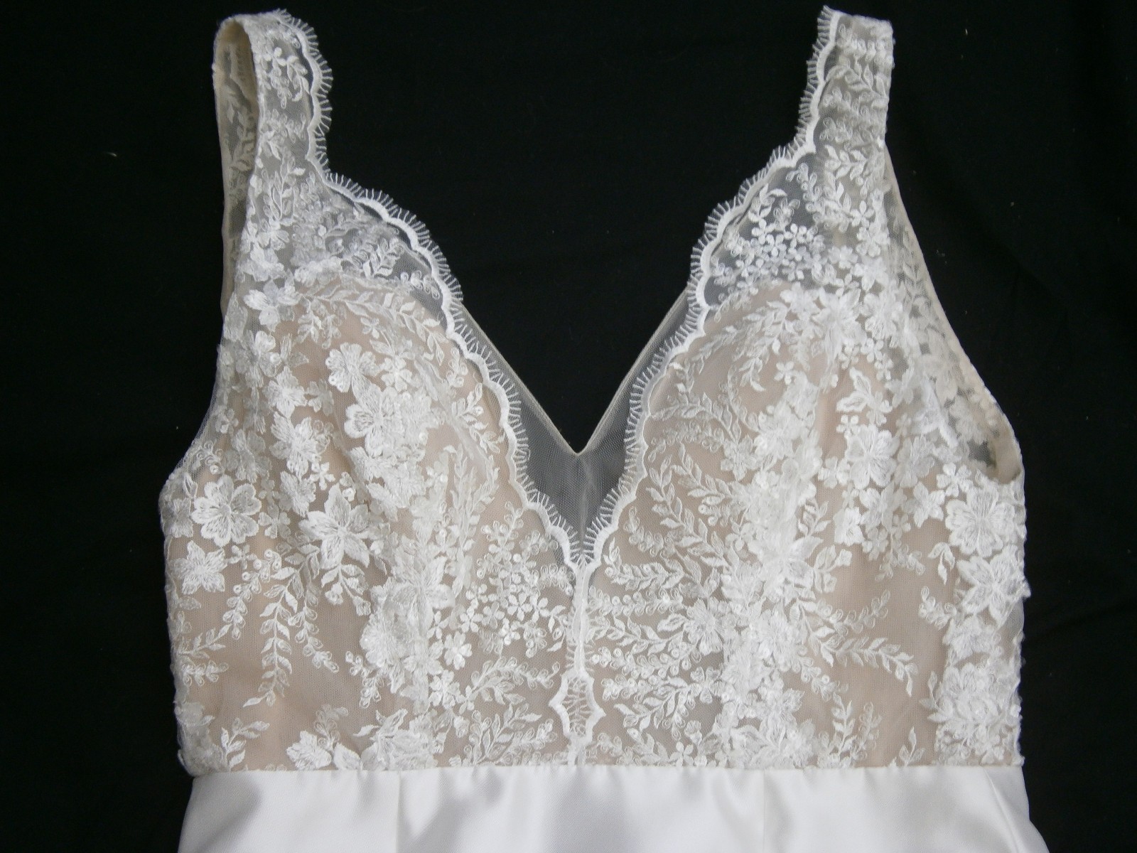 Tara Keely Mia Wedding Dress 0-6 Mikado Fit & Flare Lace V Bodice Low Back