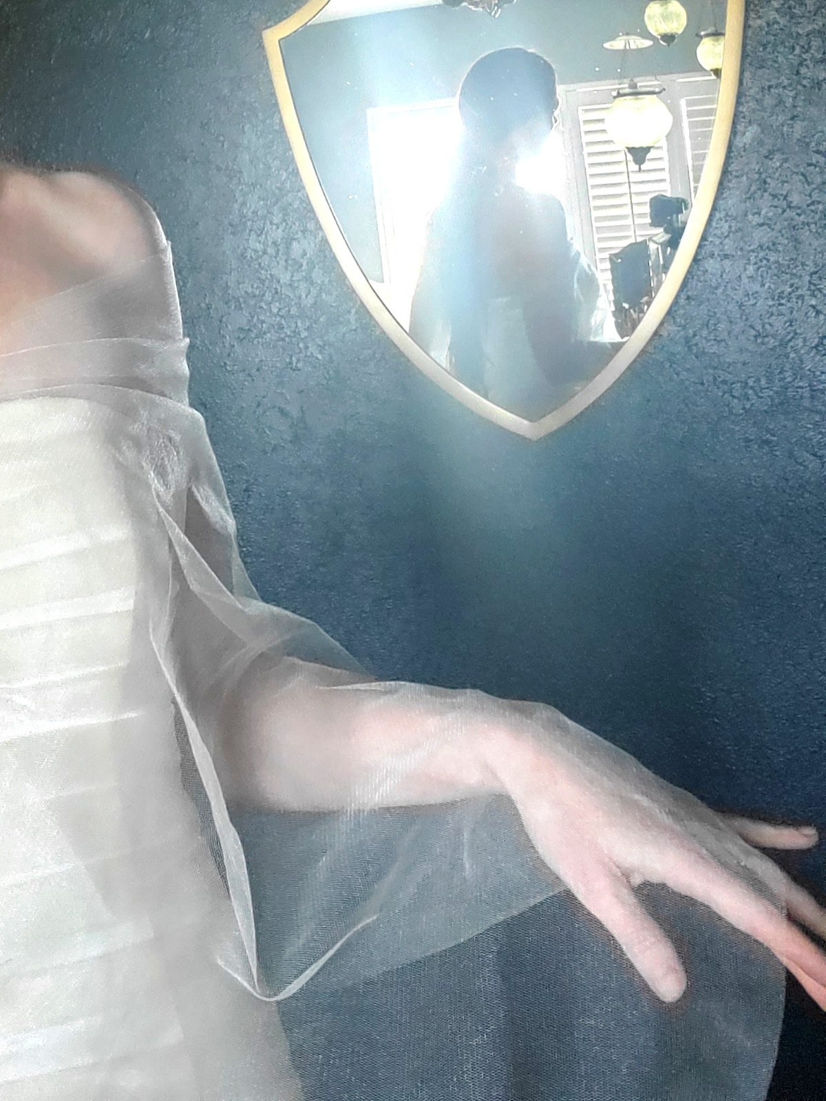 Champagne Wedding Dress Gown Corset Tulip Mermaid Trumpet Ruffles Tulle OOAK